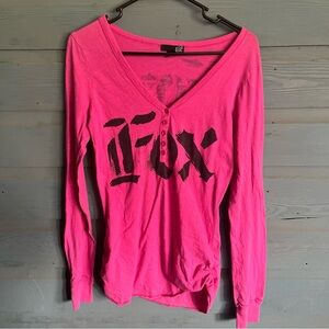Fox Pink Fitted Buttoned Long Sleeve Tee